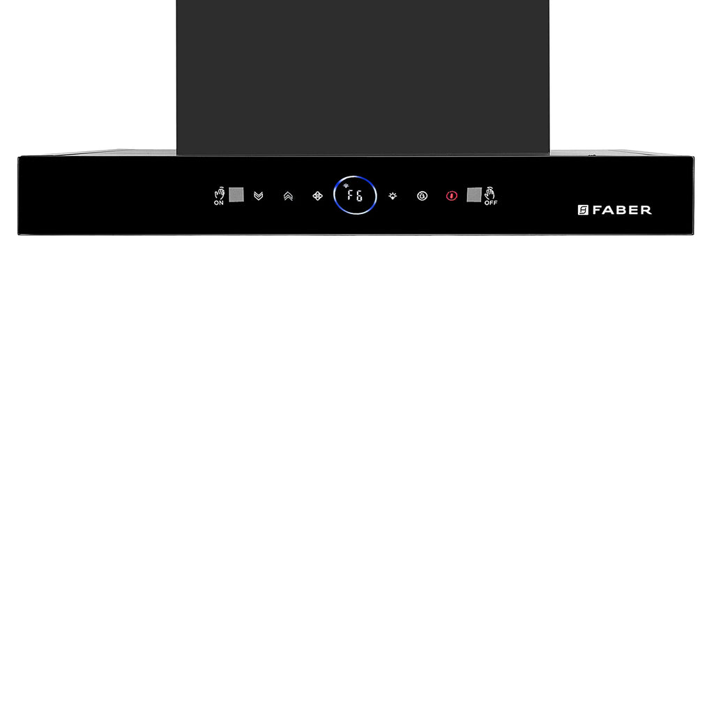 Faber 60 cm 1500 m³/hr Autoclean Kitchen Chimney (HOOD DAZZLE BLDC FL HC BK 60, Filterless technology, Touch & Gesture with Remote control, Black)