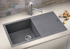 MORZZE Granite Sink 40x20x9 | Single Bowl Drain Board Sink Black | V03-110