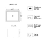 Glen Stainless Steel Grade 304 Sink for Kitchen, Single Bowl Handmade Sink 24x18x9 inches, Matte Finish (KS-SH24189SBM)
