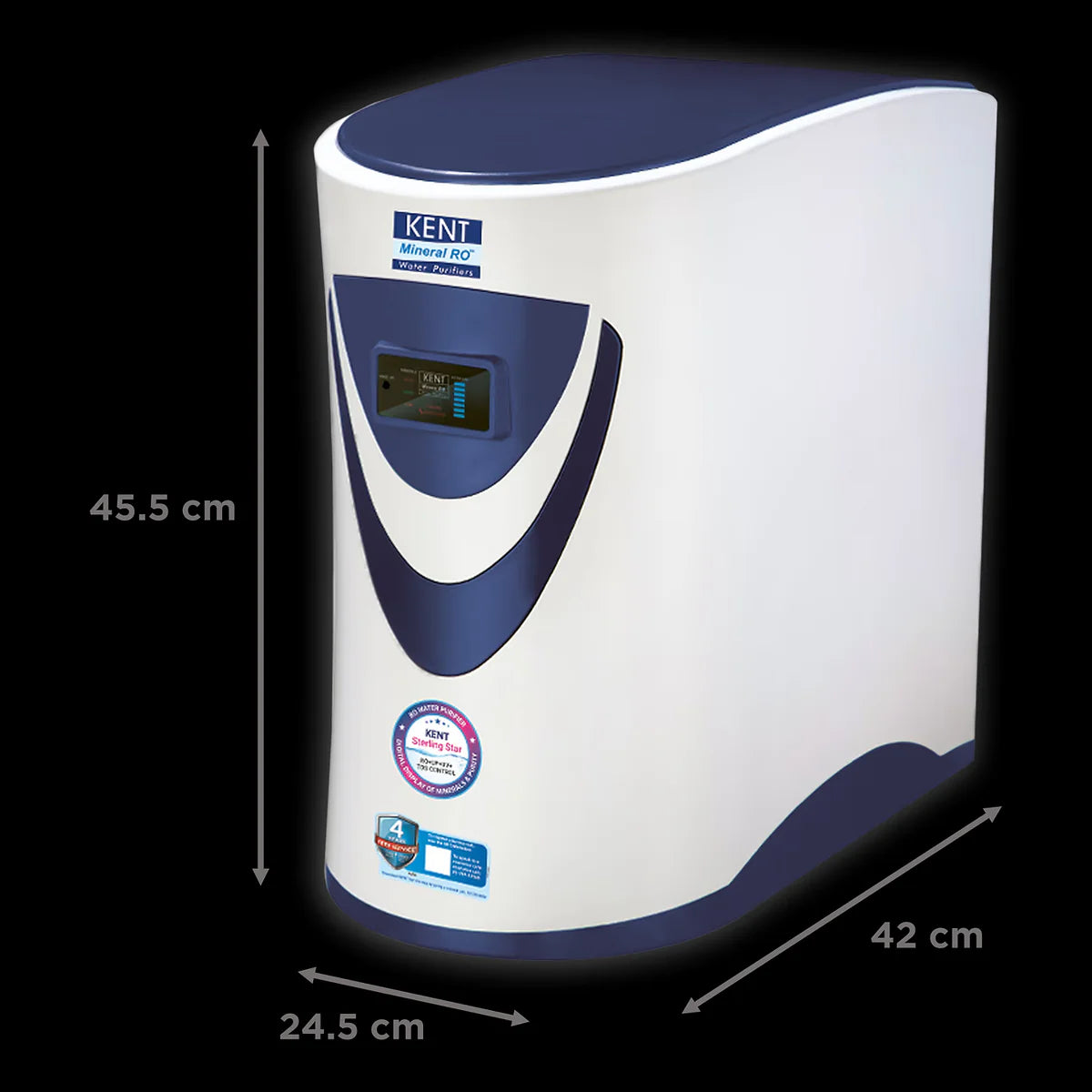 KENT Sterling Star Under the Counter RO Water Purifier | RO+UV+UF+Alkaline+Copper+TDS Control | 4 Years Free Service | ISI Marked | 6L Tank | 20 LPH | Digital Display of Purity | White