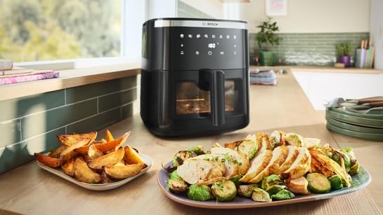 Bosch Oil Free Deep Fryer Series 6,  MAF671B5IN,Air Fryer, 7.2L Capacity, 7 Preset Programs, Illuminated Cooking Pane, Up to 65% Faster, Black, 1800W
