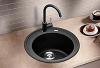 MORZZE By Anupam Granite Sink 20” Ø| Depth-9” | Single Bowl Sink Black | V01-114LX