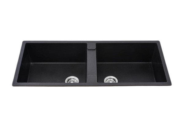 MORZZE Granite Sink 45x20x9 | Double Bowl Sink Black | V02-108