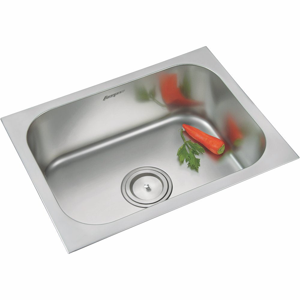 Anupam 113B Kitchen Sink, Silver, Satin/Matt Finish | 24x18x9 | 304 Grade Stainless Steel Sink