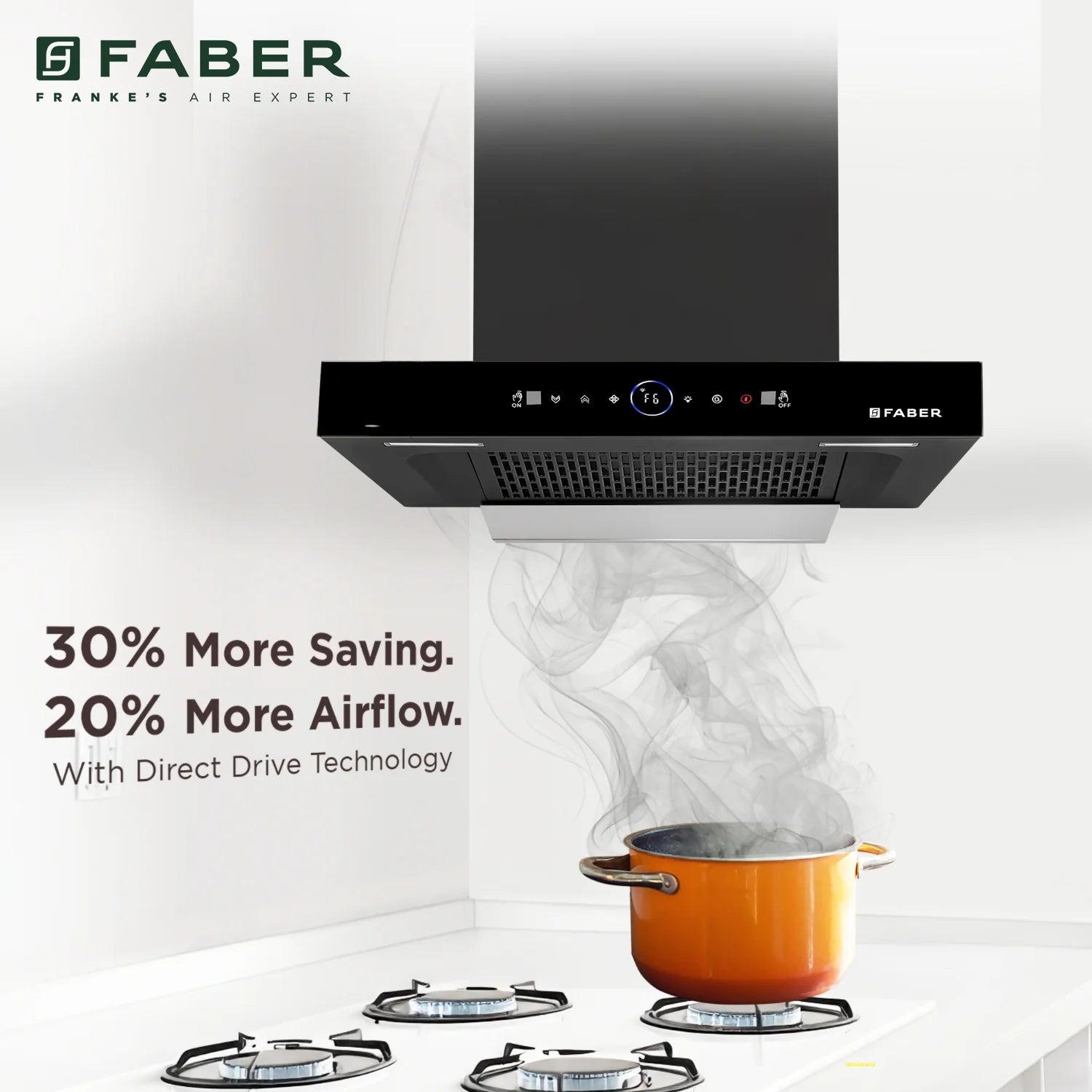 Faber 60 cm 1500 m³/hr Autoclean Kitchen Chimney (HOOD DAZZLE BLDC FL HC BK 60, Filterless technology, Touch & Gesture with Remote control, Black)