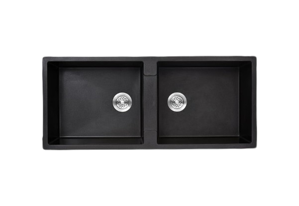 MORZZE Granite Sink 45x20x9 | Double Bowl Sink Black | V02-108