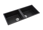 MORZZE Granite Sink 45x20x9 | Double Bowl Sink Black | V02-108
