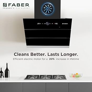 Faber Comet Chimney 60 cm 1500 m³/hr Wall Mounted Kitchen Chimney (HOOD COMET BLDC FL HC BK 60 cm, Filterless technology, Touch & Gesture With Remote Control, Black)|