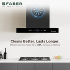 Faber 60 cm 1500 m³/hr Autoclean Kitchen Chimney (HOOD DAZZLE BLDC FL HC BK 60, Filterless technology, Touch & Gesture with Remote control, Black)