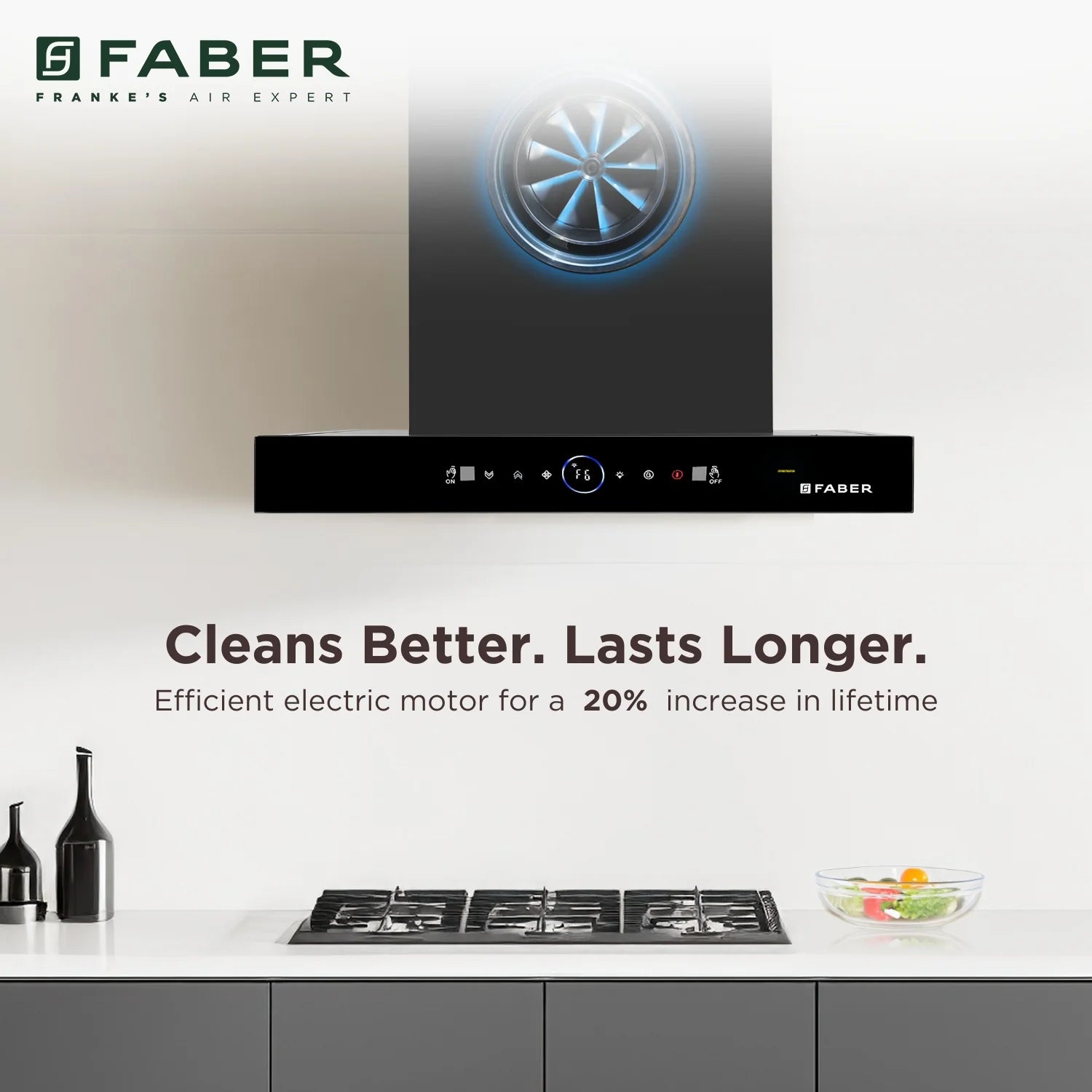 Faber 60 cm 1500 m³/hr Autoclean Kitchen Chimney (HOOD DAZZLE BLDC FL HC BK 60, Filterless technology, Touch & Gesture with Remote control, Black)