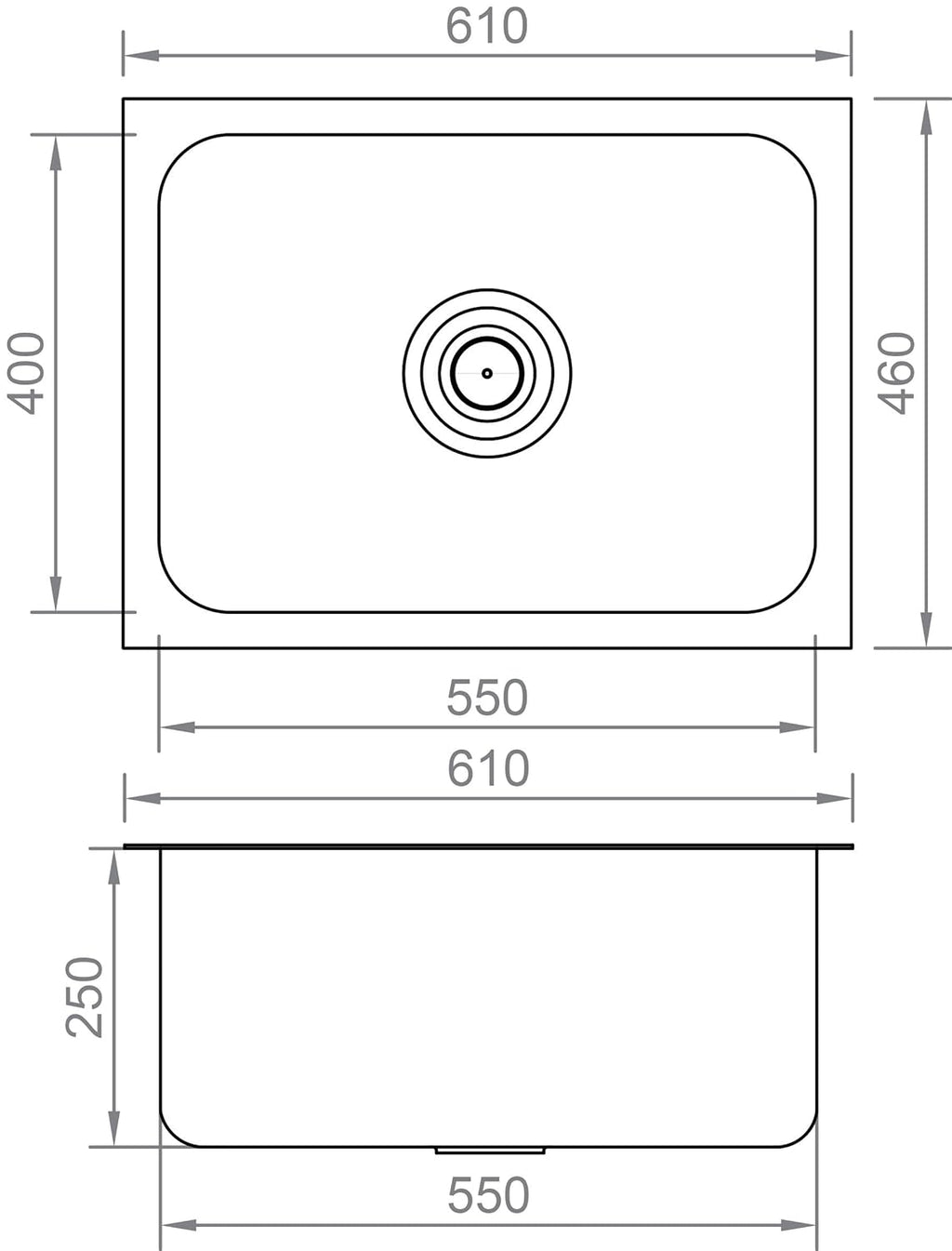 Anupam 113B Kitchen Sink, Silver, Satin/Matt Finish | 24x18x9 | 304 Grade Stainless Steel Sink