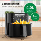 Bosch Cripsmaxx Air Fryer 4L, With Touch Panel, Smart Integrated System, With Adjustable Grid With 6 Preset+ Preheat And Keep Warm Function, MAF240B0IN, Black, 1350 Watts
