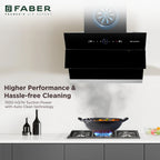 Faber Comet Chimney 60 cm 1500 m³/hr Wall Mounted Kitchen Chimney (HOOD COMET BLDC FL HC BK 60 cm, Filterless technology, Touch & Gesture With Remote Control, Black)|