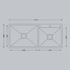 MORZZE 45x20x9 Stainless Steel Sink | Double Bowl Sink | A02-213LX