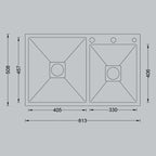 MORZZE 32x20x9 Stainless Steel Sink |Double Bowl Sink | A02-210LX