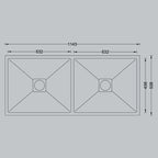 MORZZE 45x20x9 Stainless Steel Sink | Double Bowl Sink | A02-206