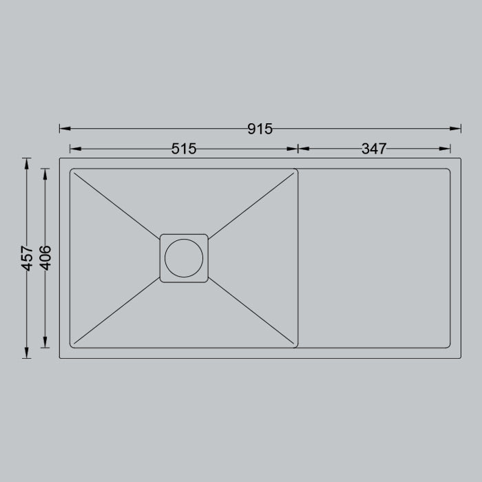 MORZZE 36x18x9 Stainless Steel Sink | Single Bowl Sink with Drain Board | A03-207