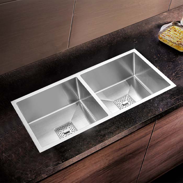 MORZZE 37x18x9 Stainless Steel Sink | Double Bowl Sink | A02-205