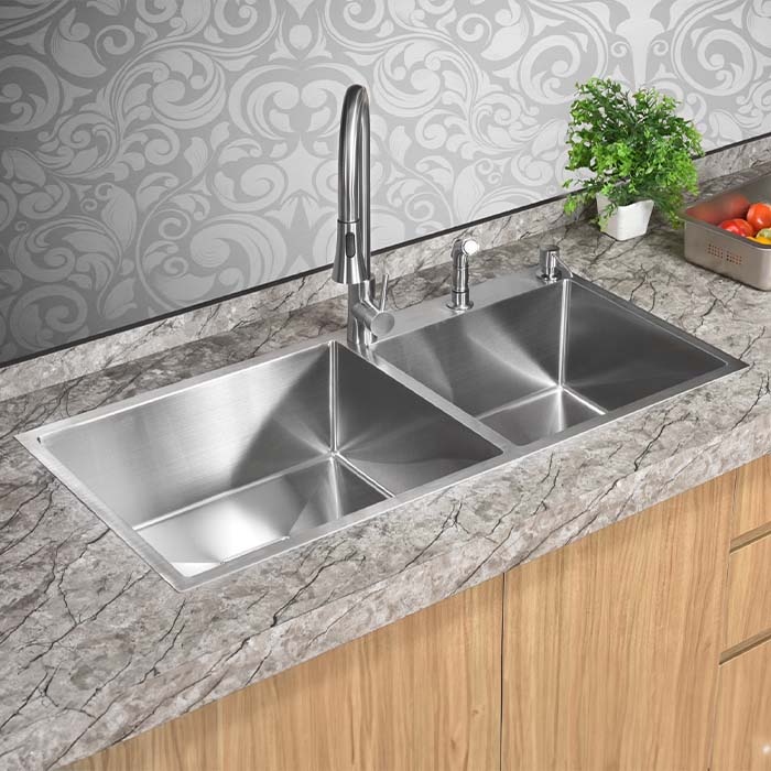 MORZZE 45x20x9 Stainless Steel Sink | Double Bowl Sink | A02-213LX