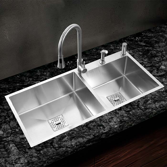 MORZZE 42x20x9 Stainless Steel Sink | Double Bowl Sink | A02-212LX