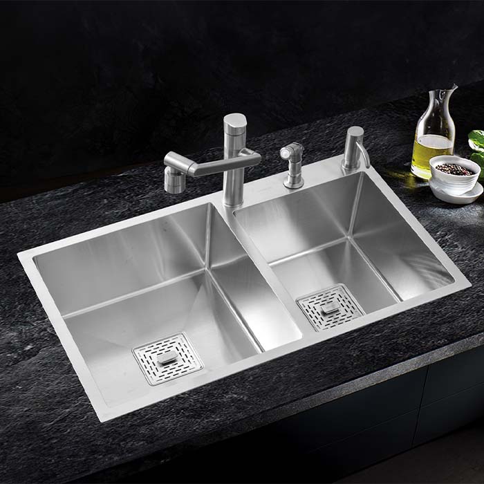 MORZZE 36x20x9 Stainless Steel Sink | Double Bowl Sink | A02-211LX