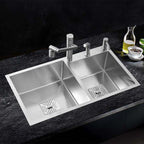MORZZE 36x20x9 Stainless Steel Sink | Double Bowl Sink | A02-211LX