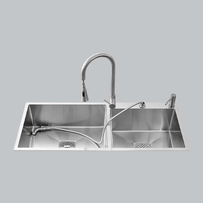MORZZE 45x20x9 Stainless Steel Sink | Double Bowl Sink | A02-213LX