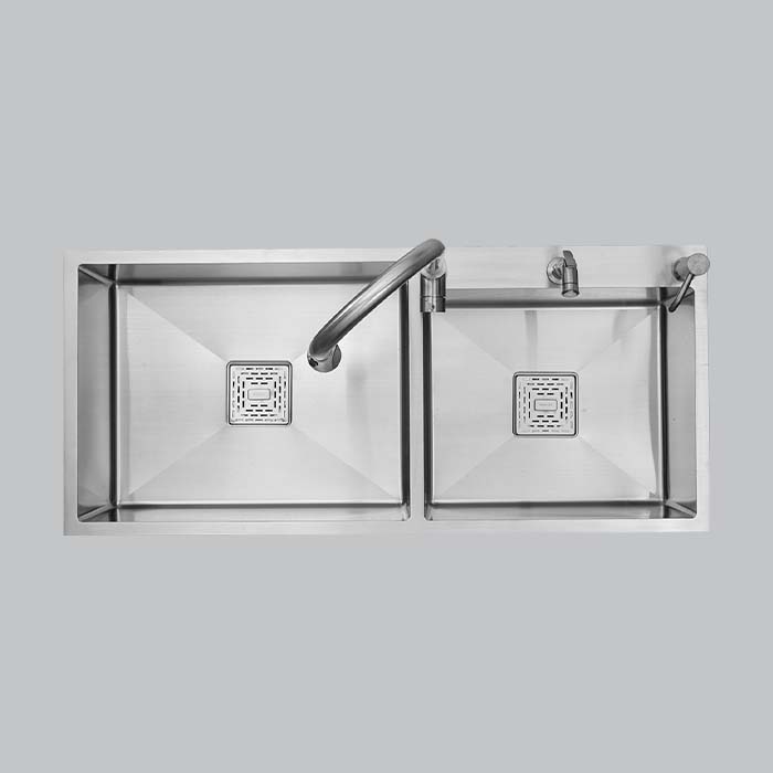 MORZZE 45x20x9 Stainless Steel Sink | Double Bowl Sink | A02-213LX