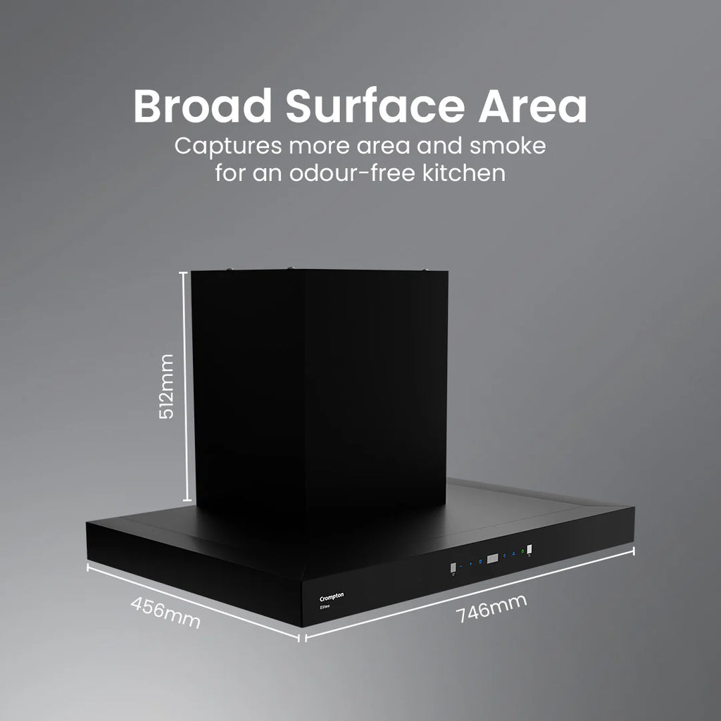 Crompton Eliteo Box Series T-shape ELBFLE-IND 75 cm Filterless Wall Mounted Chimney