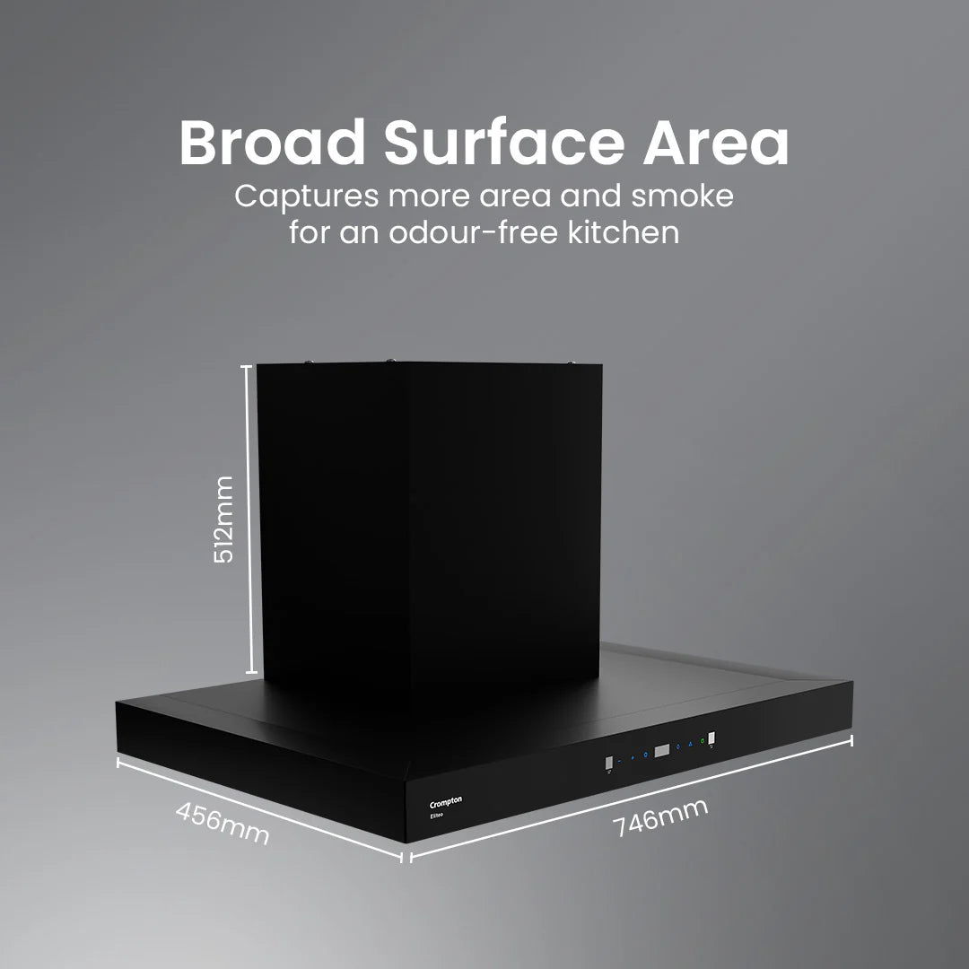 Crompton Eliteo Box Series T-shape ELBFLE-IND 75 cm Filterless Wall Mounted Chimney