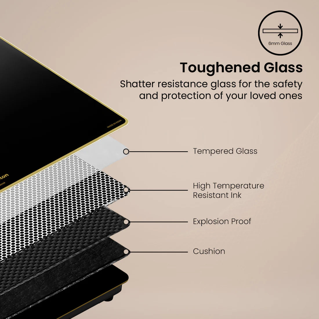 Crompton Oressa 4 Burner 70 cm Slim Glass Cooktop