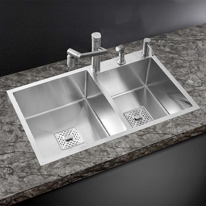 MORZZE By Anupam 32x20x9 Stainless Steel Sink |Double Bowl Sink | A02-210LX