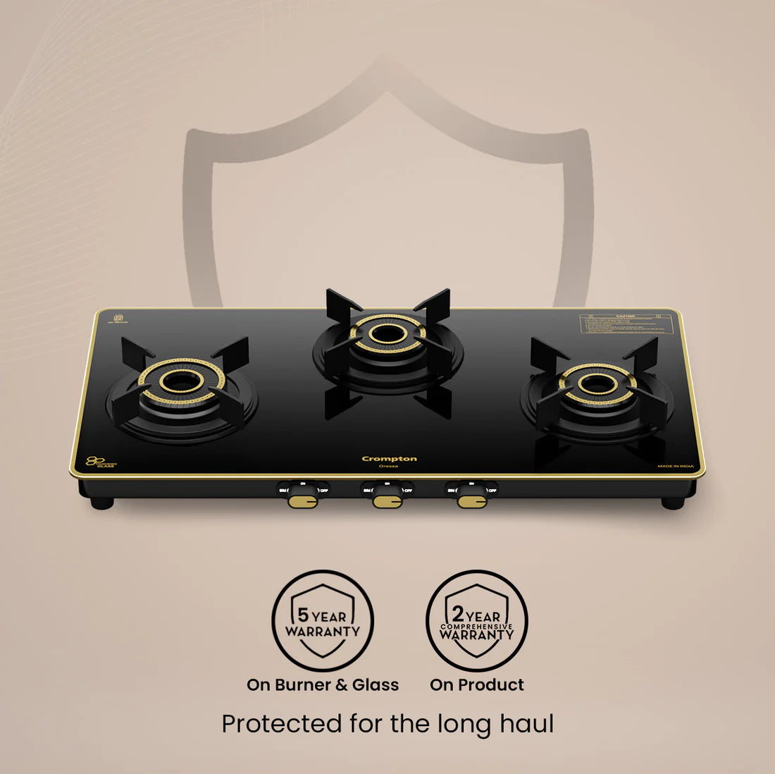 Crompton Oressa 3 Burner 72 cm Slim Glass Cooktop