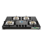 Glen 1074 US BL 4 Burner Cooktop Ultra Slim Glass Gas Stove with Auto Ignition (Black)