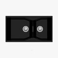 Carysil Granite Quartz Kitchen Sink - Double Bowl Largo | 36"x20" | Black (Nera)