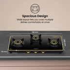Crompton Oressa 3 Burner 72 cm Slim Glass Cooktop