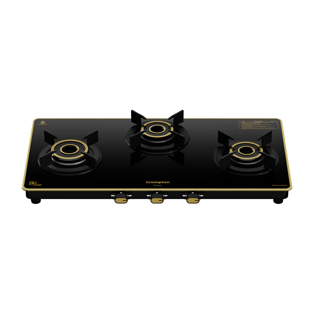 Crompton Oressa 3 Burner 72 cm Slim Glass Cooktop