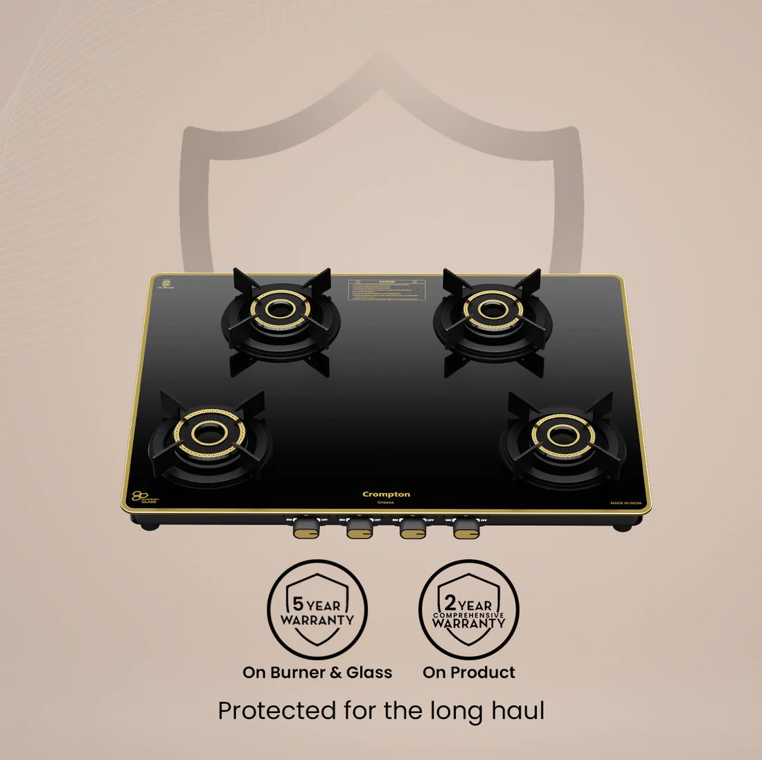 Crompton Oressa 4 Burner 70 cm Slim Glass Cooktop