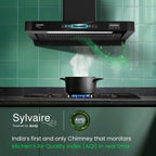 Crompton Chimney Sylvaire 90 cm(CHD-SYB90FLE-IND) | 2900 m³/hr Suction | Auto-Clean Chimney