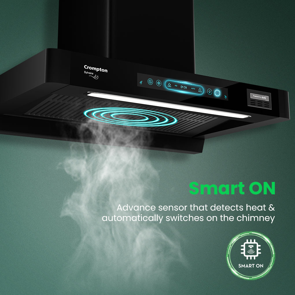 Crompton Chimney (CHD-SYB75FLE-IND) Sylvaire 75 cm | 2100 m³/hr Suction | Auto-Clean Chimney