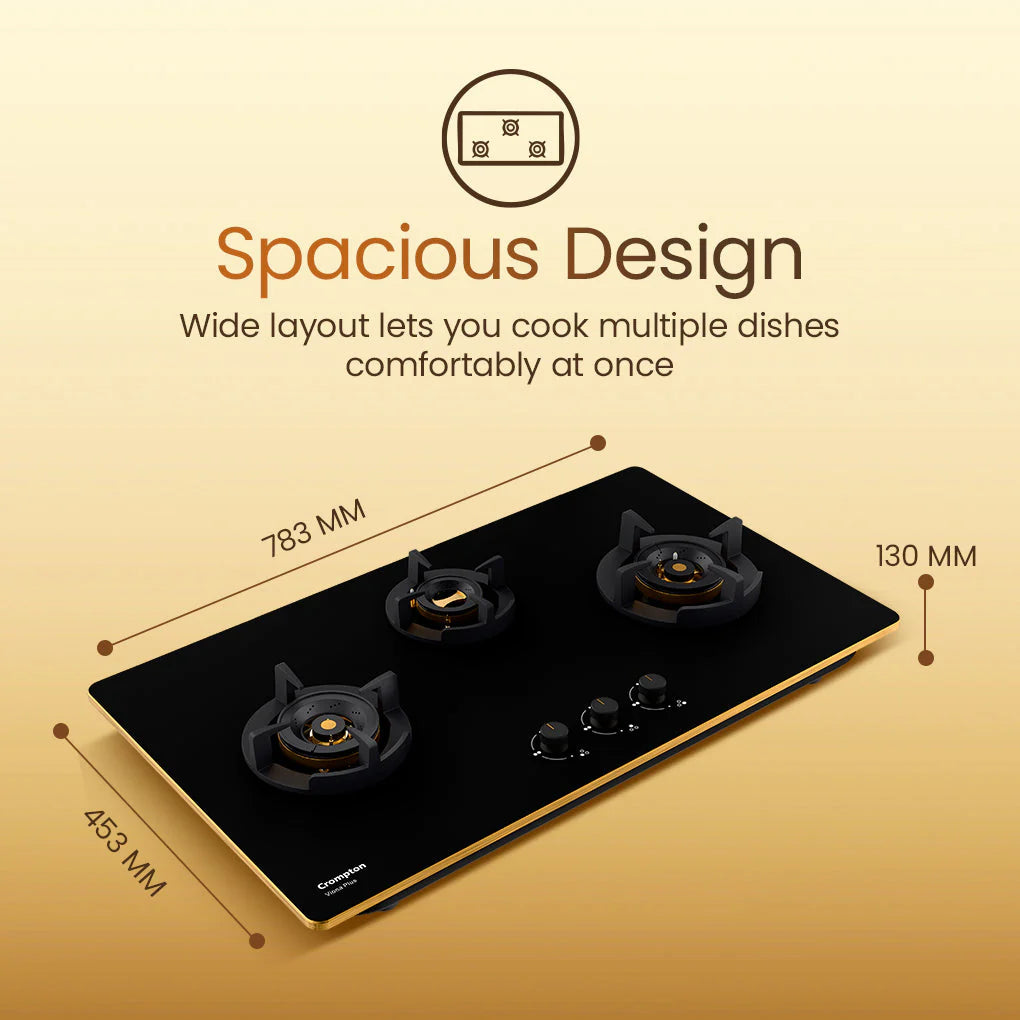 Crompton Hob Viona Plus Matt 78 Cm 3 Burner