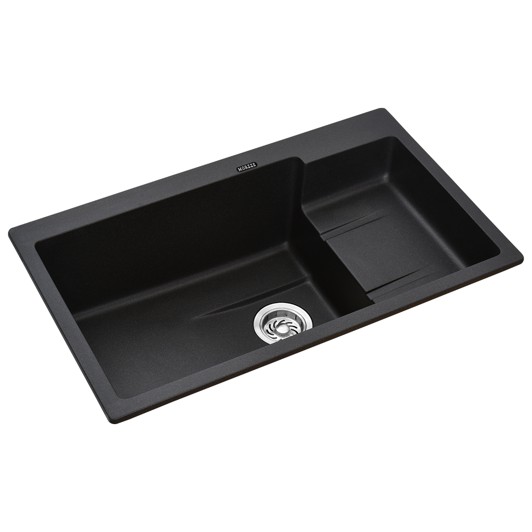 MORZZE By Anupam Granite Sink 32x19x9 | Single Bowl Sink Black | V01-111LX