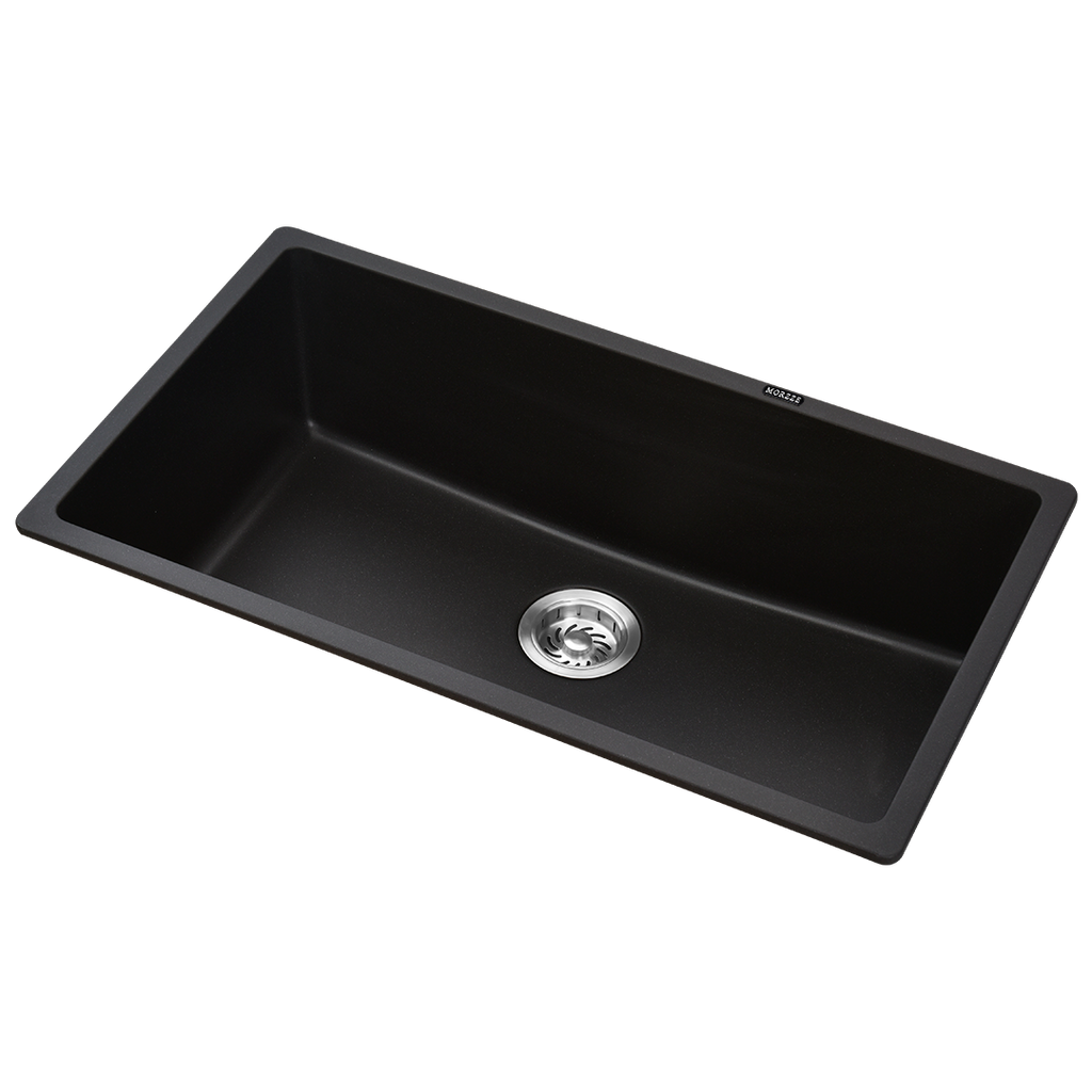 MORZZE By Anupam Granite Sink 31x18x10 | Single Bowl Sink Black | V01-113LX