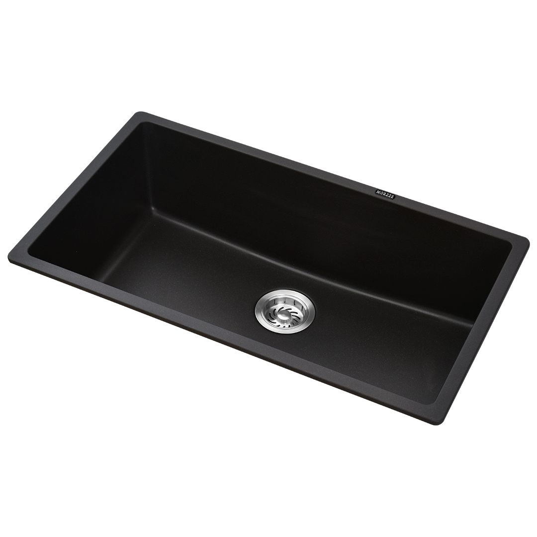 MORZZE By Anupam Granite Sink 31x18x10 | Single Bowl Sink Black | V01-113LX
