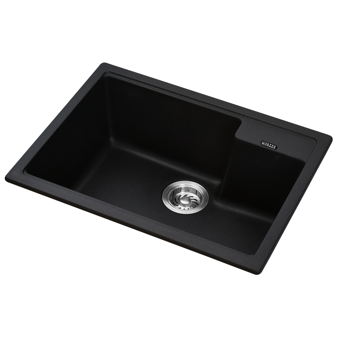 MORZZE By Anupam Granite Sink 24x18x9 | Single Bowl Sink Black | V01-112LX