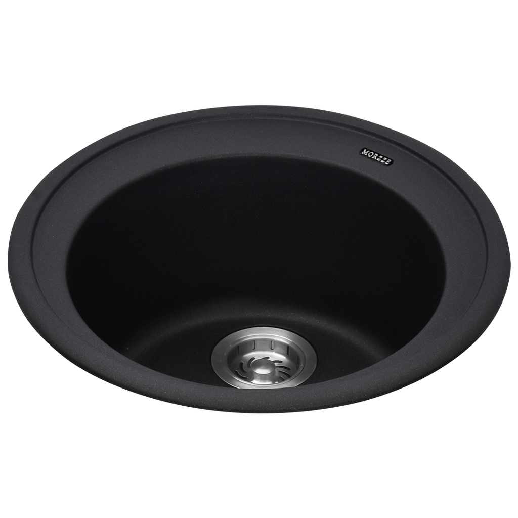 MORZZE By Anupam Granite Sink 20” Ø| Depth-9” | Single Bowl Sink Black | V01-114LX