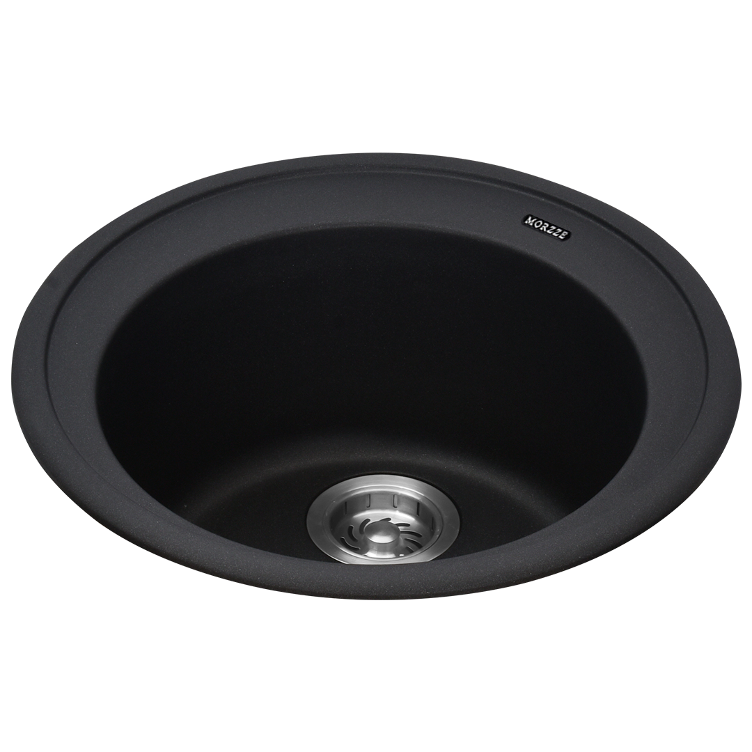 MORZZE By Anupam Granite Sink 20” Ø| Depth-9” | Single Bowl Sink Black | V01-114LX