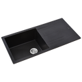 MORZZE Granite Sink 36x18x9 | Single Bowl Drain Board Sink Black | V03-109