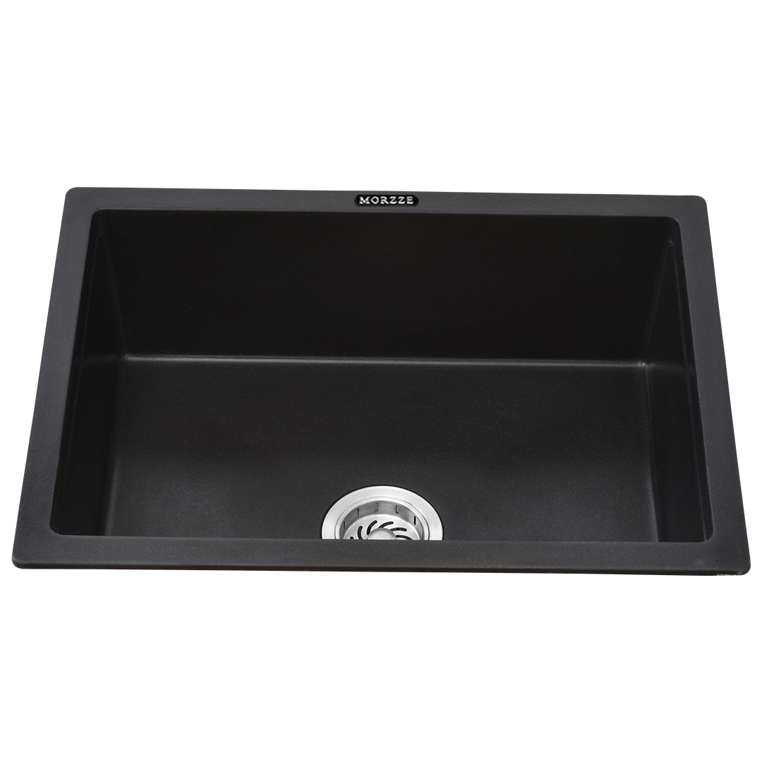 Morzze By Anupam Granite Kitchen Sink | 21x18x8 | Single Bowl Sink Black | V01-102
