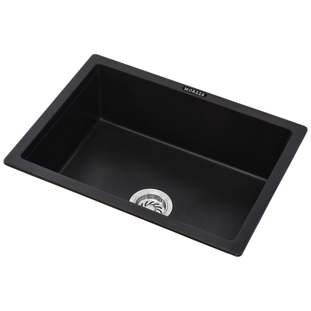 MORZZE Granite Sink 18x16x8 | Single Bowl Sink Black | V01-101